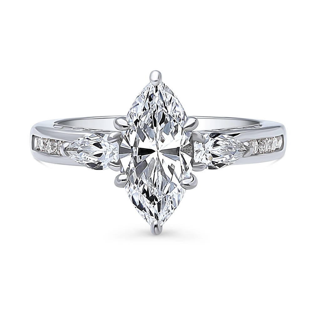 3-Stone Marquise CZ Ring in Sterling Silver