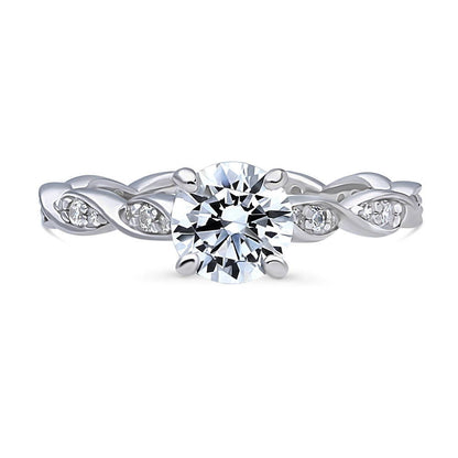 Woven Solitaire 1ct CZ Ring in Sterling Silver