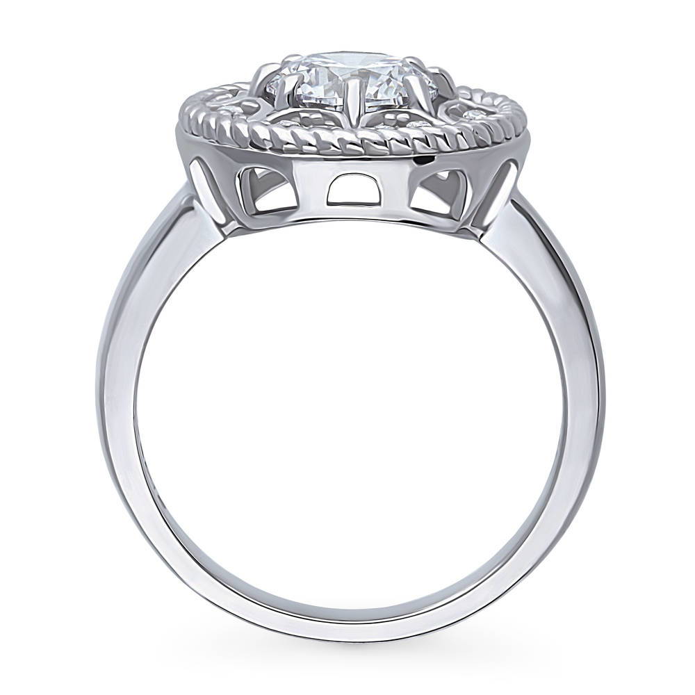 Alternate view of Cable Halo Art Deco CZ Ring in Sterling Silver, 8 of 9