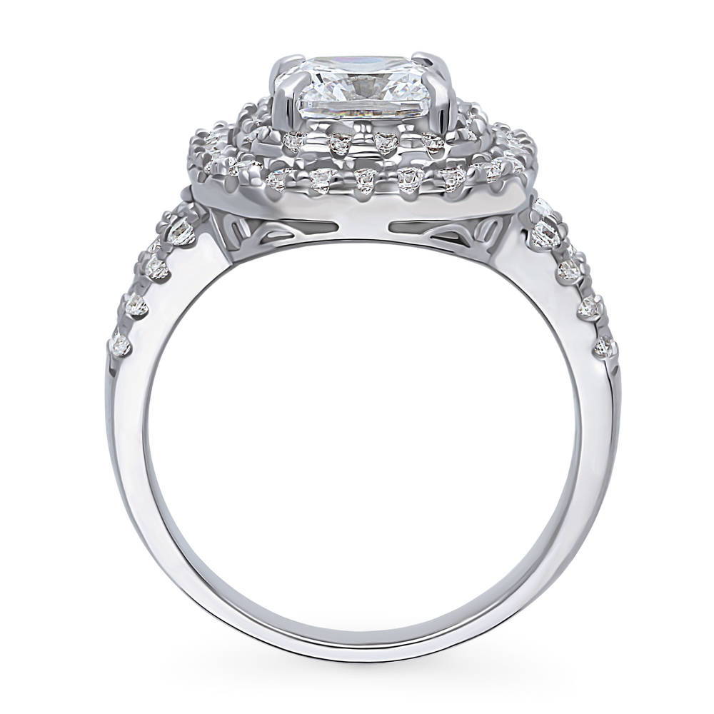 Alternate view of Halo Cushion CZ Split Shank Ring in Sterling Silver, 8 of 9