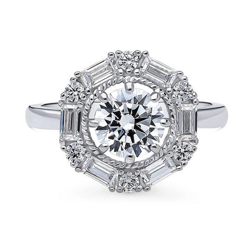 Halo Cable Round CZ Ring in Sterling Silver