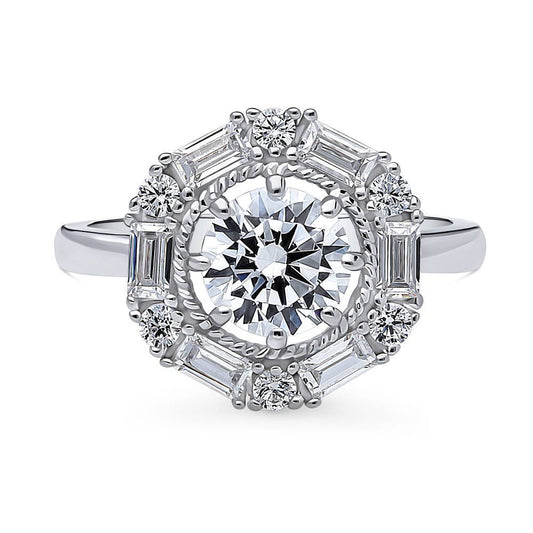 Halo Cable Round CZ Ring in Sterling Silver