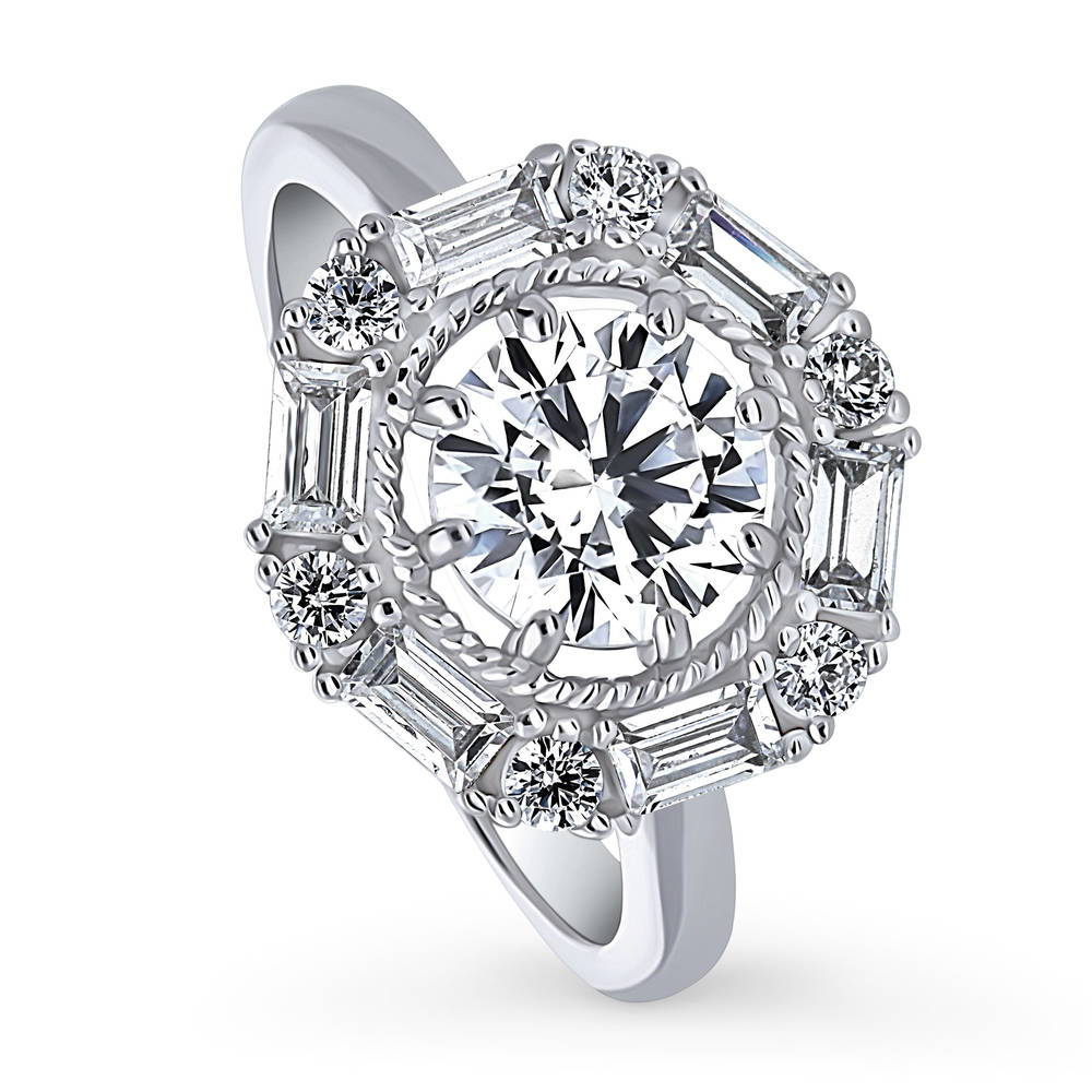 Front view of Halo Cable CZ Ring in Sterling Silver, 4 of 9
