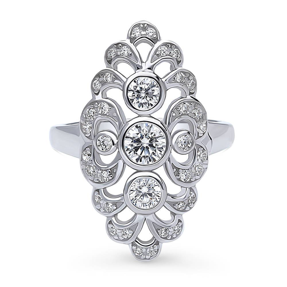 Navette Art Deco CZ Ring in Sterling Silver, 1 of 10