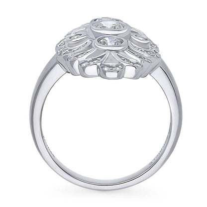 Navette Art Deco CZ Ring in Sterling Silver