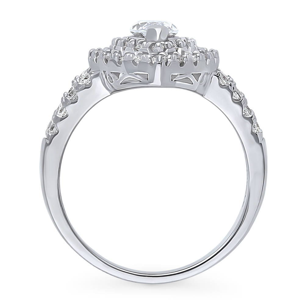 Alternate view of Halo Marquise CZ Statement Split Shank Ring in Sterling Silver, 8 of 9