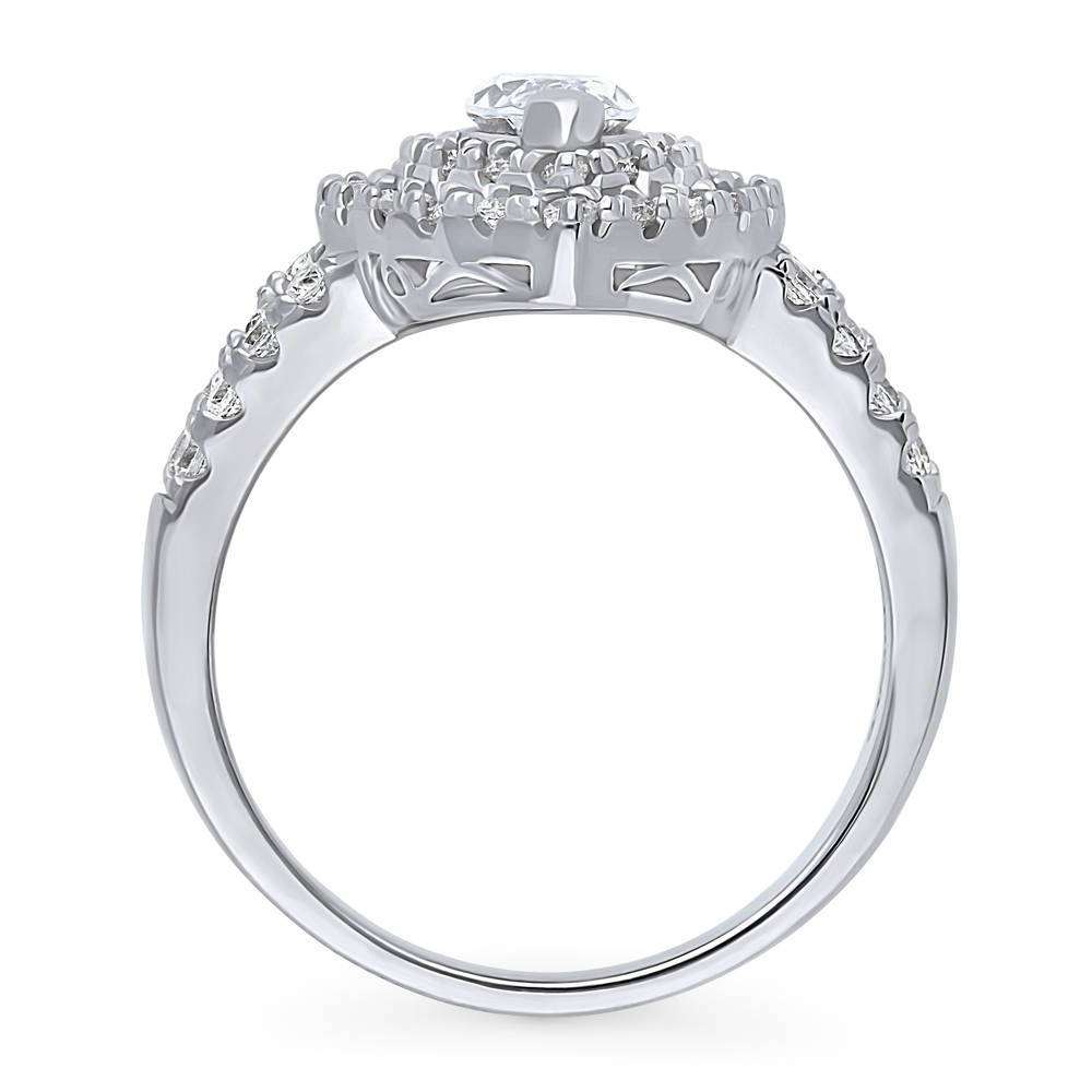 Alternate view of Halo Marquise CZ Split Shank Ring in Sterling Silver, 8 of 9