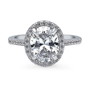 Halo Oval CZ Ring in Sterling Silver