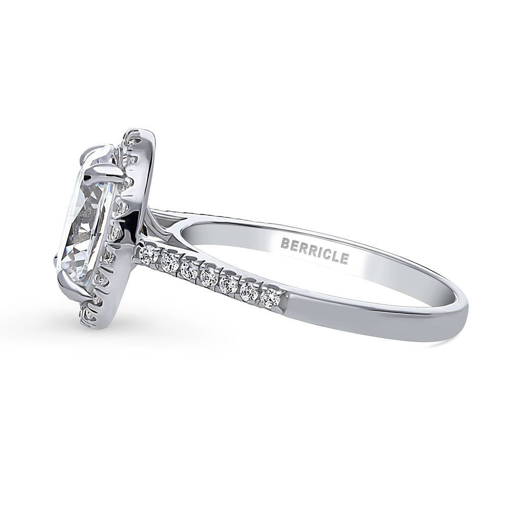 Angle view of Halo Oval Cut CZ Ring in Sterling Silver, 5 of 18