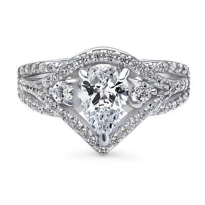 Woven 3-Stone 1.3ct CZ Ring in Sterling Silver