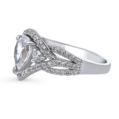 Woven 3-Stone 1.3ct CZ Ring in Sterling Silver