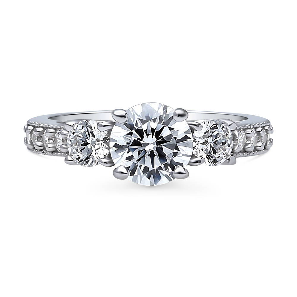 3-Stone 1.25ct CZ Ring in Sterling Silver, 1 of 10