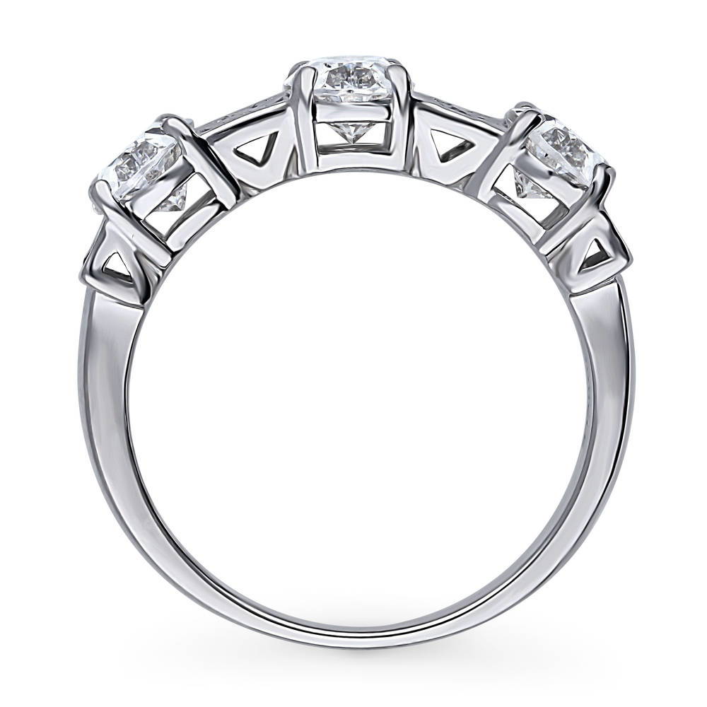 Alternate view of 3-Stone Art Deco 2.1ct Oval CZ Ring in Sterling Silver, 7 of 12