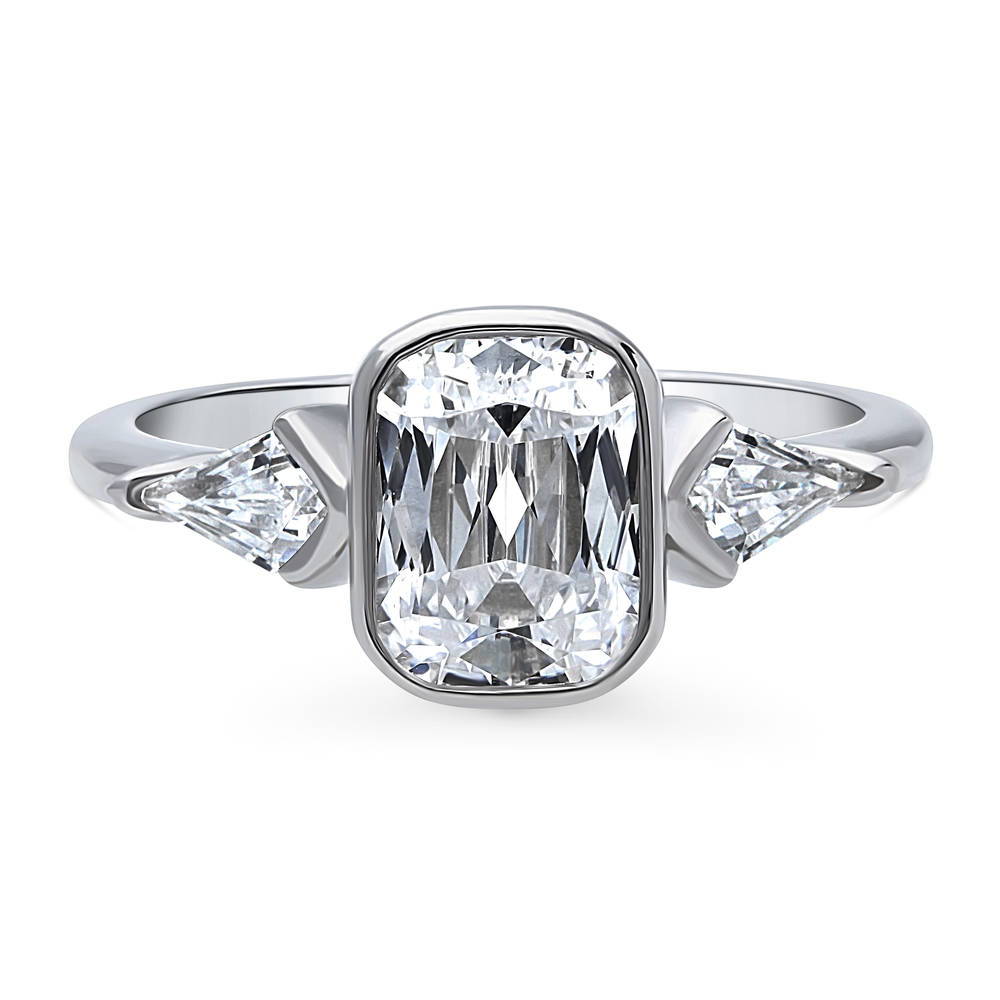 3-Stone Radiant CZ Ring in Sterling Silver