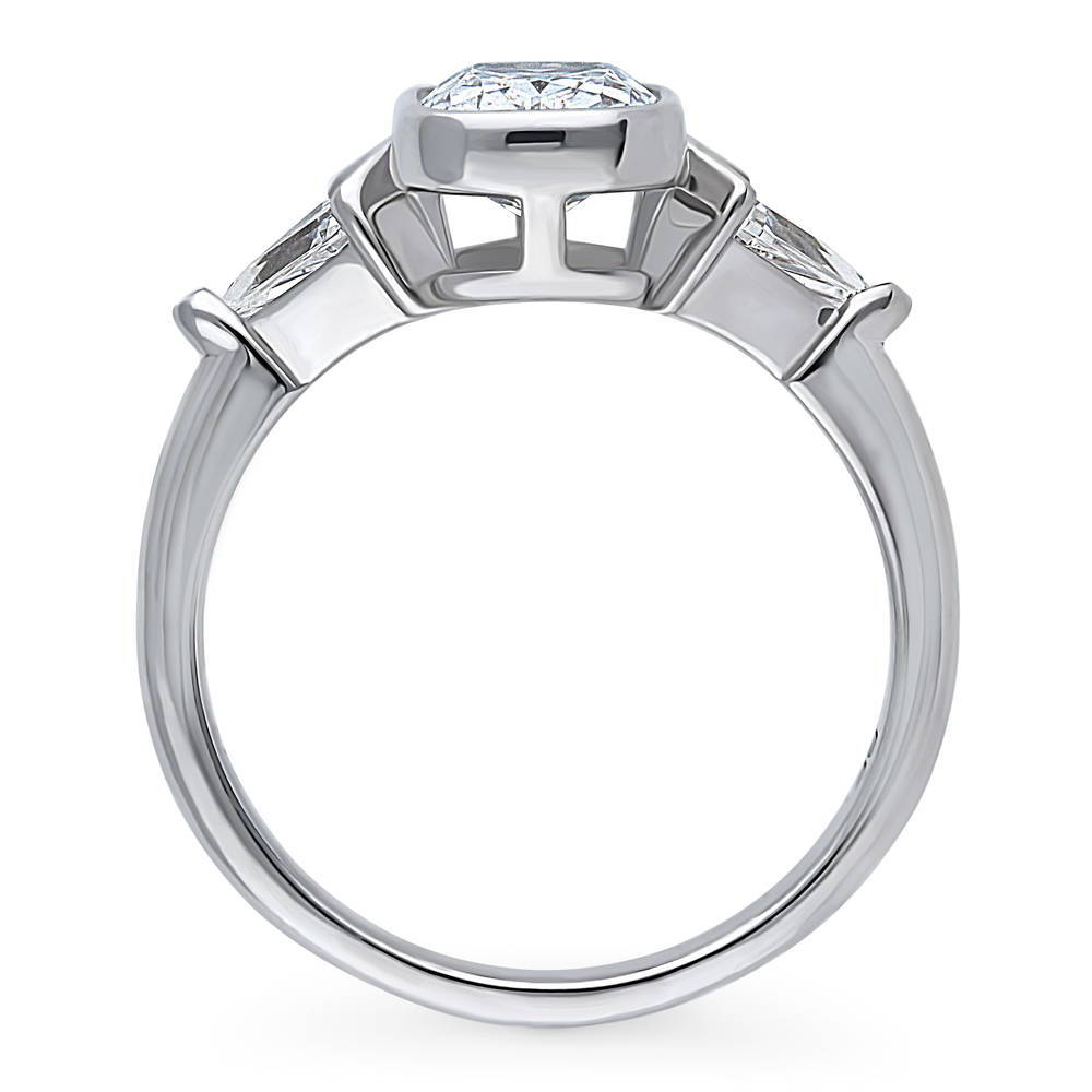 3-Stone Radiant CZ Ring in Sterling Silver