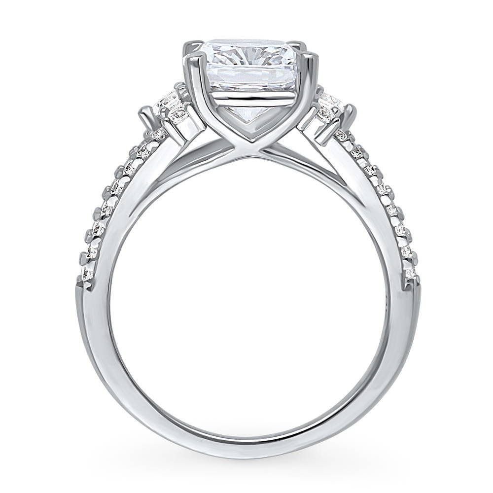 Solitaire 3.5ct Radiant CZ Split Shank Ring in Sterling Silver