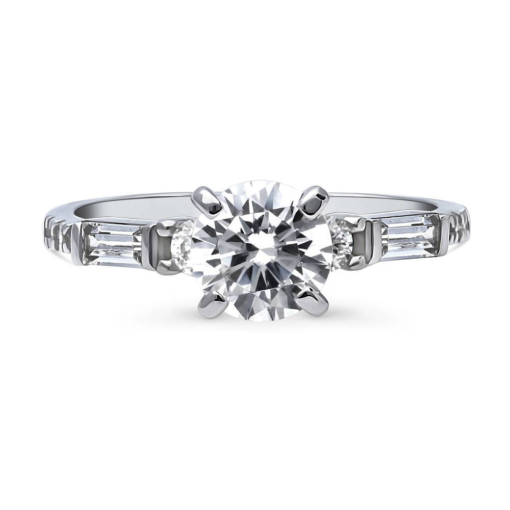 Solitaire Art Deco 1ct Round CZ Ring in Sterling Silver, 1 of 9