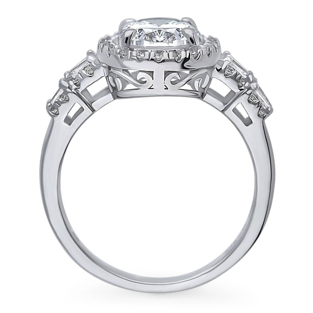 Alternate view of Halo Art Deco Oval CZ Ring in Sterling Silver, 7 of 9