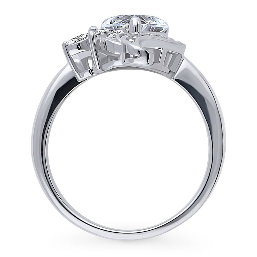 Alternate view of Heart Flower CZ Ring in Sterling Silver, 7 of 9