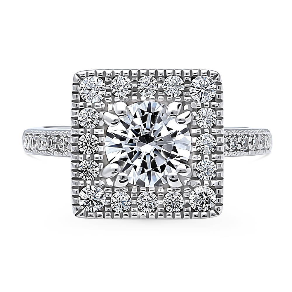 Halo CZ Ring in Sterling Silver, 1 of 15