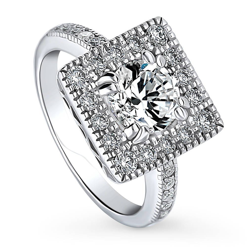 Front view of Halo CZ Ring in Sterling Silver, 4 of 15