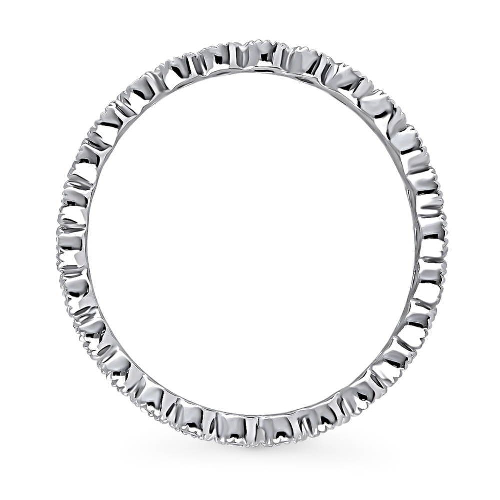 Angle view of Bubble Milgrain Bezel CZ Eternity Ring in Sterling Silver, 5 of 9