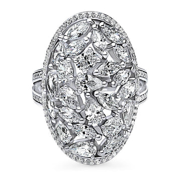 Cluster CZ Statement Split Shank Ring in Sterling Silver