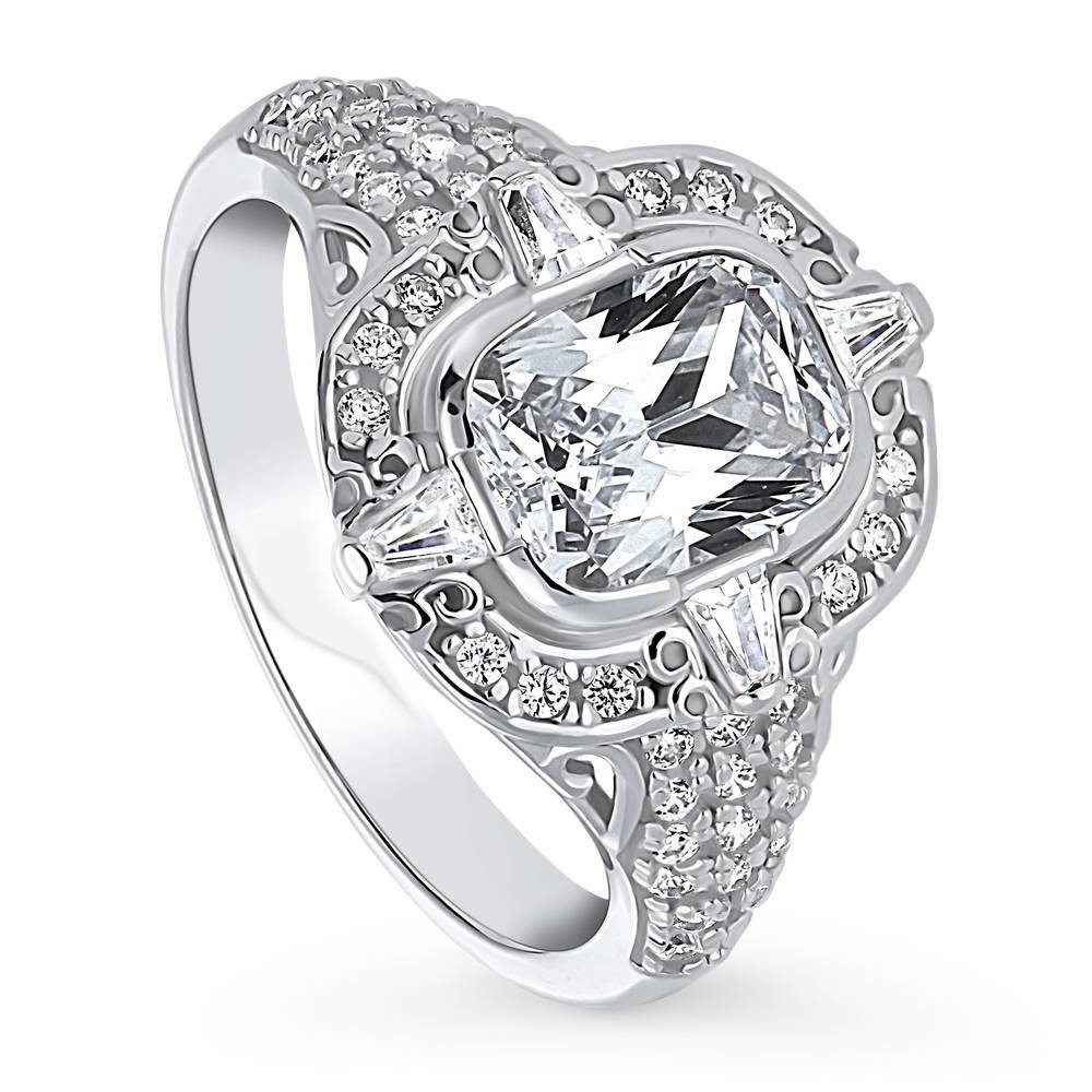 Front view of Art Deco CZ Ring in Sterling Silver, 4 of 9