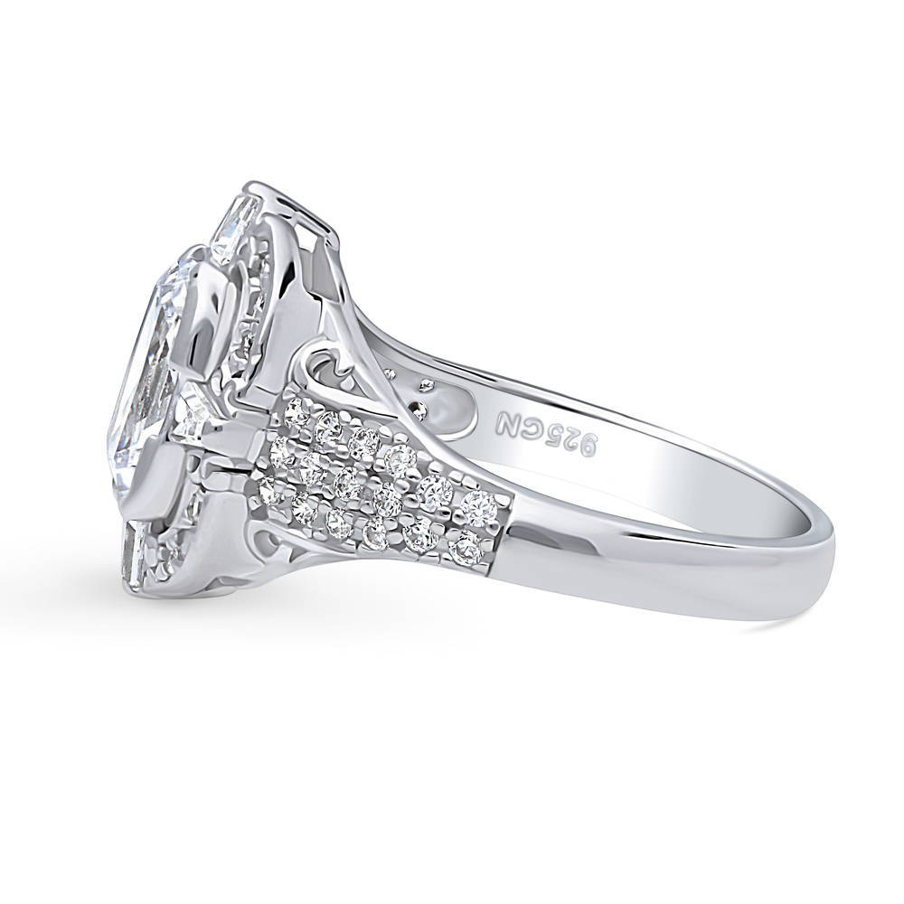 Angle view of Art Deco CZ Ring in Sterling Silver, 5 of 9