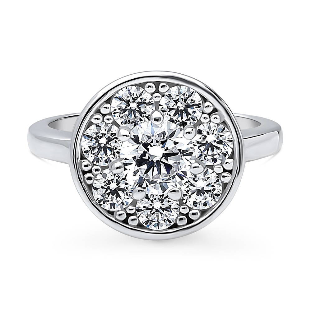 Flower Halo CZ Ring in Sterling Silver, 1 of 9