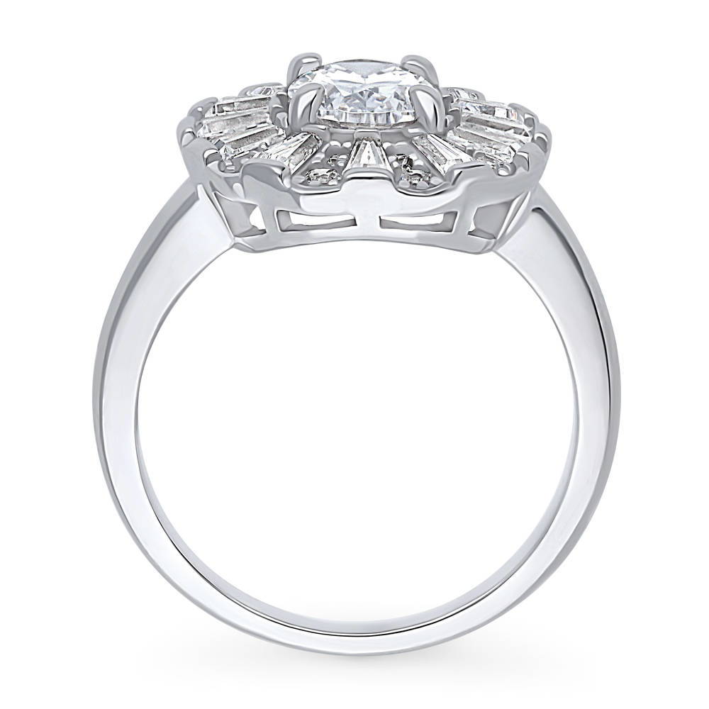 Alternate view of Halo Art Deco Oval CZ Ring in Sterling Silver, 8 of 9