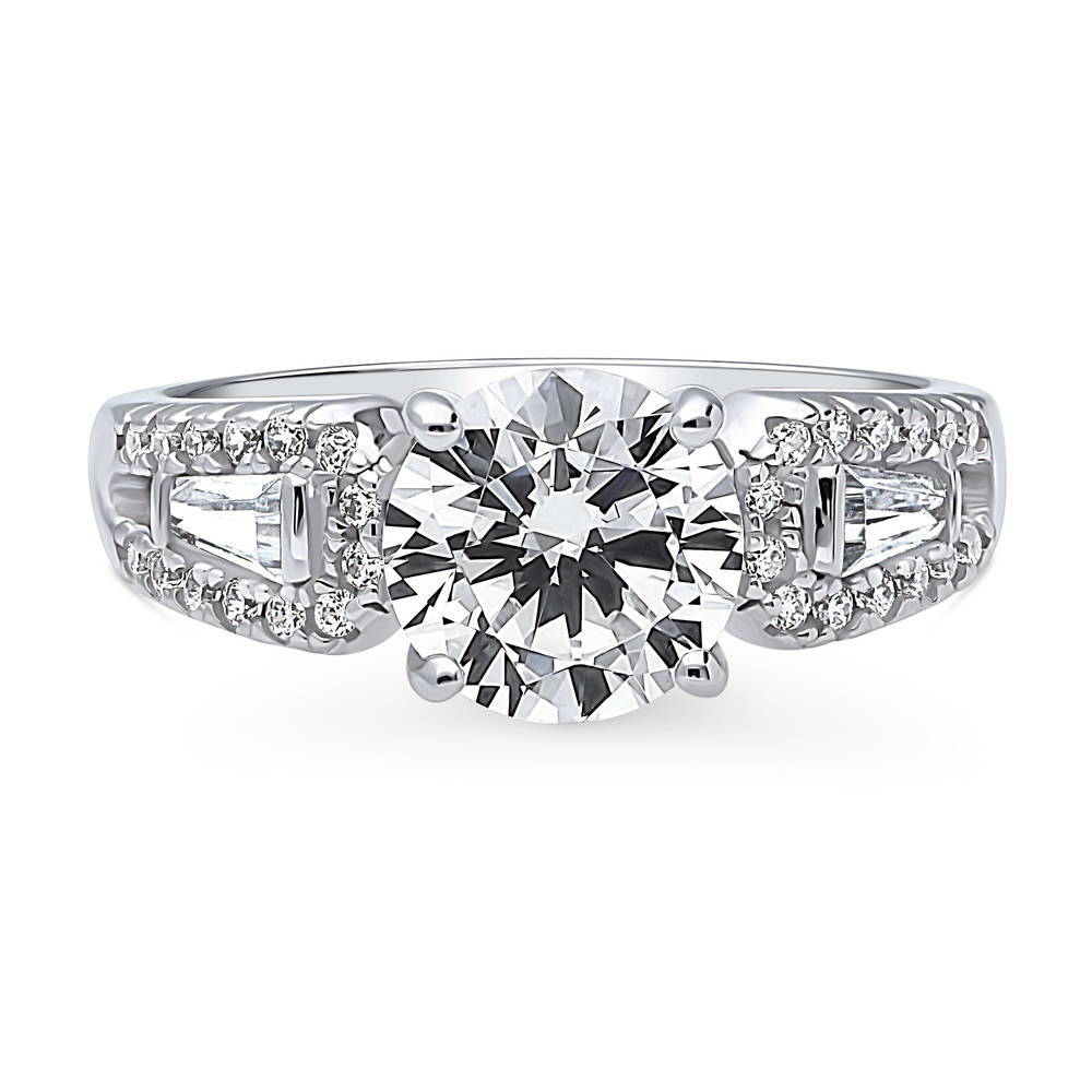 Solitaire Round CZ Ring in Sterling Silver 2ct, 1 of 9
