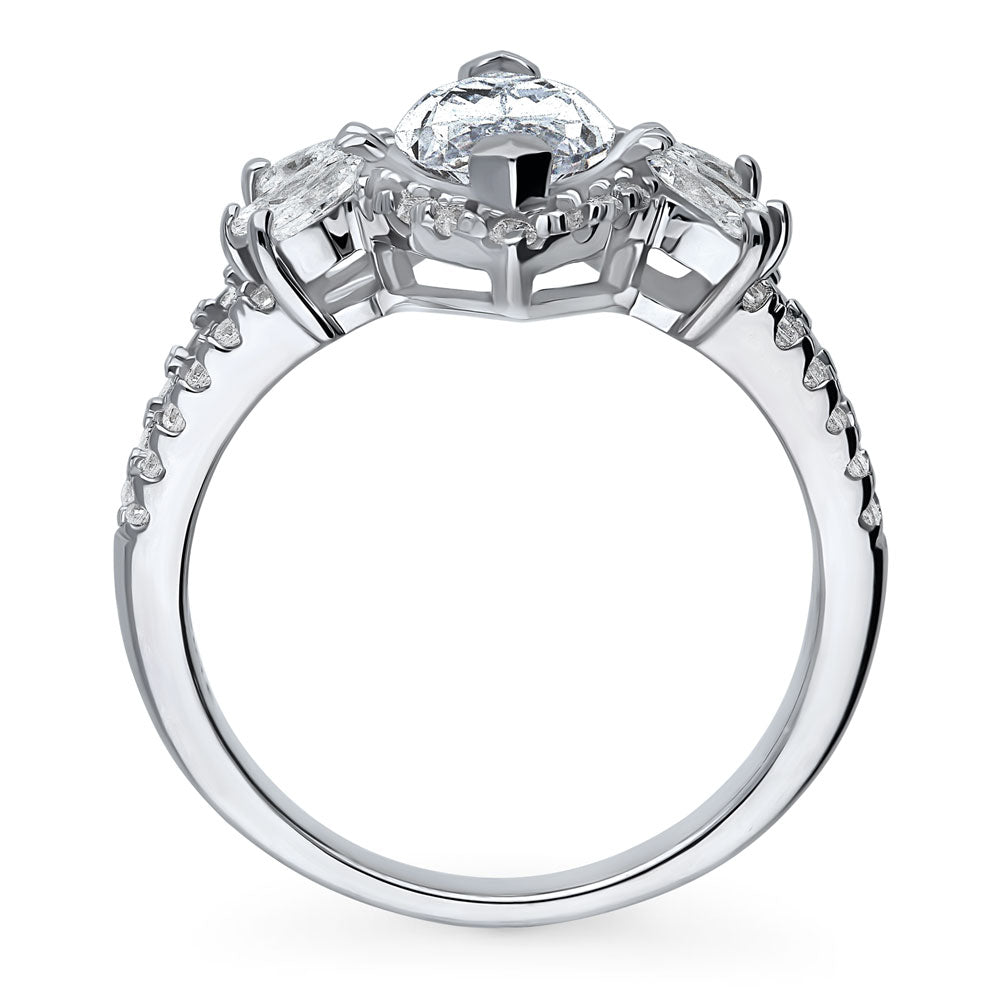 Alternate view of Halo Flower Marquise CZ Split Shank Ring in Sterling Silver, 8 of 13