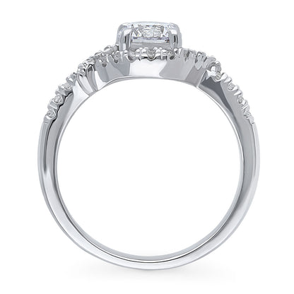 Woven Halo CZ Ring in Sterling Silver