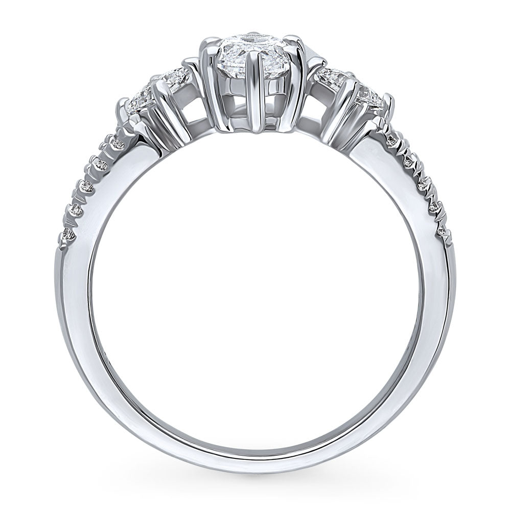 Alternate view of 3-Stone Marquise CZ Split Shank Ring in Sterling Silver, 8 of 9