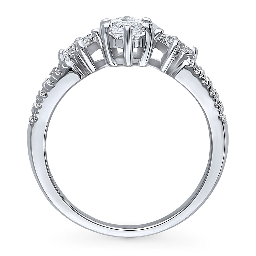 Alternate view of 3-Stone 1ct Marquise CZ Split Shank Ring in Sterling Silver, 8 of 9
