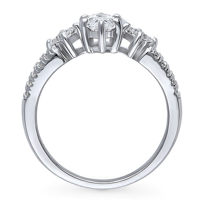 3-Stone 1ct Marquise CZ Split Shank Ring in Sterling Silver