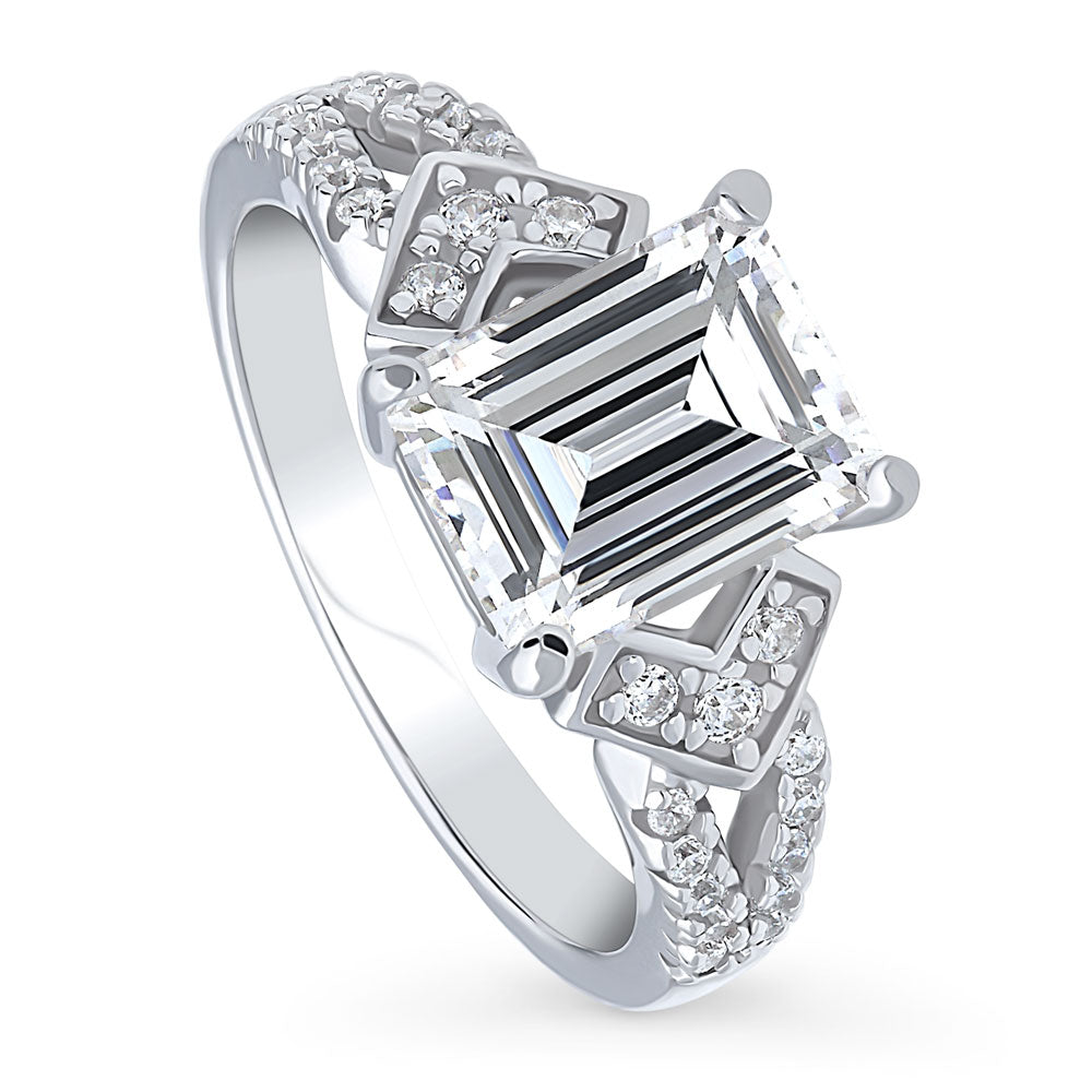 Front view of Arrow CZ Split Shank Ring in Sterling Silver, 4 of 9
