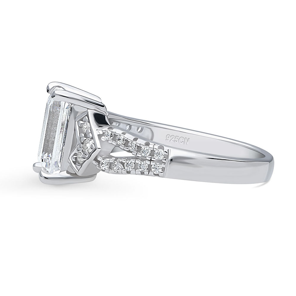 Angle view of Arrow CZ Split Shank Ring in Sterling Silver, 5 of 9