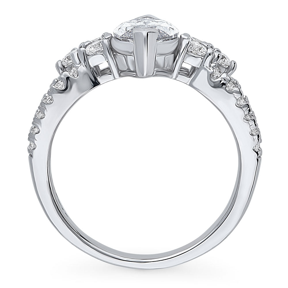 Alternate view of Flower CZ Split Shank Ring in Sterling Silver, 8 of 9