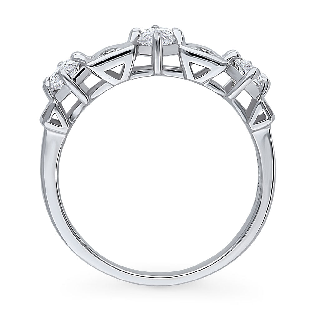 Alternate view of 3-Stone Art Deco 1.35ct Marquise CZ Ring in Sterling Silver, 8 of 9