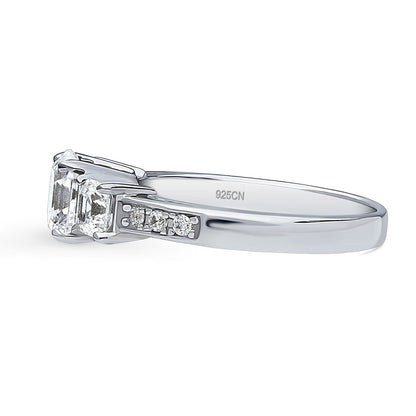 3-Stone 1.6ct Asscher CZ Ring in Sterling Silver