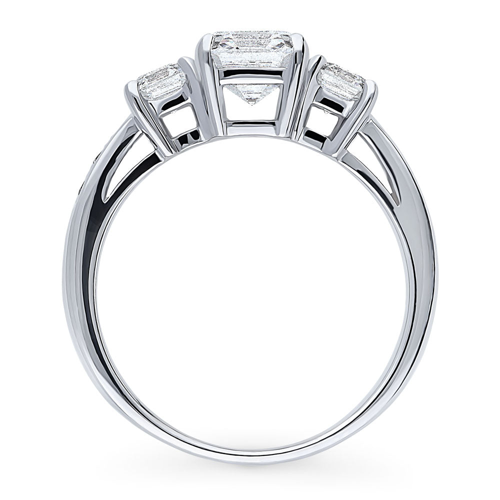Alternate view of 3-Stone Asscher CZ Ring in Sterling Silver, 7 of 9