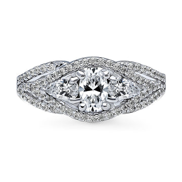 Woven 3-Stone CZ Ring in Sterling Silver