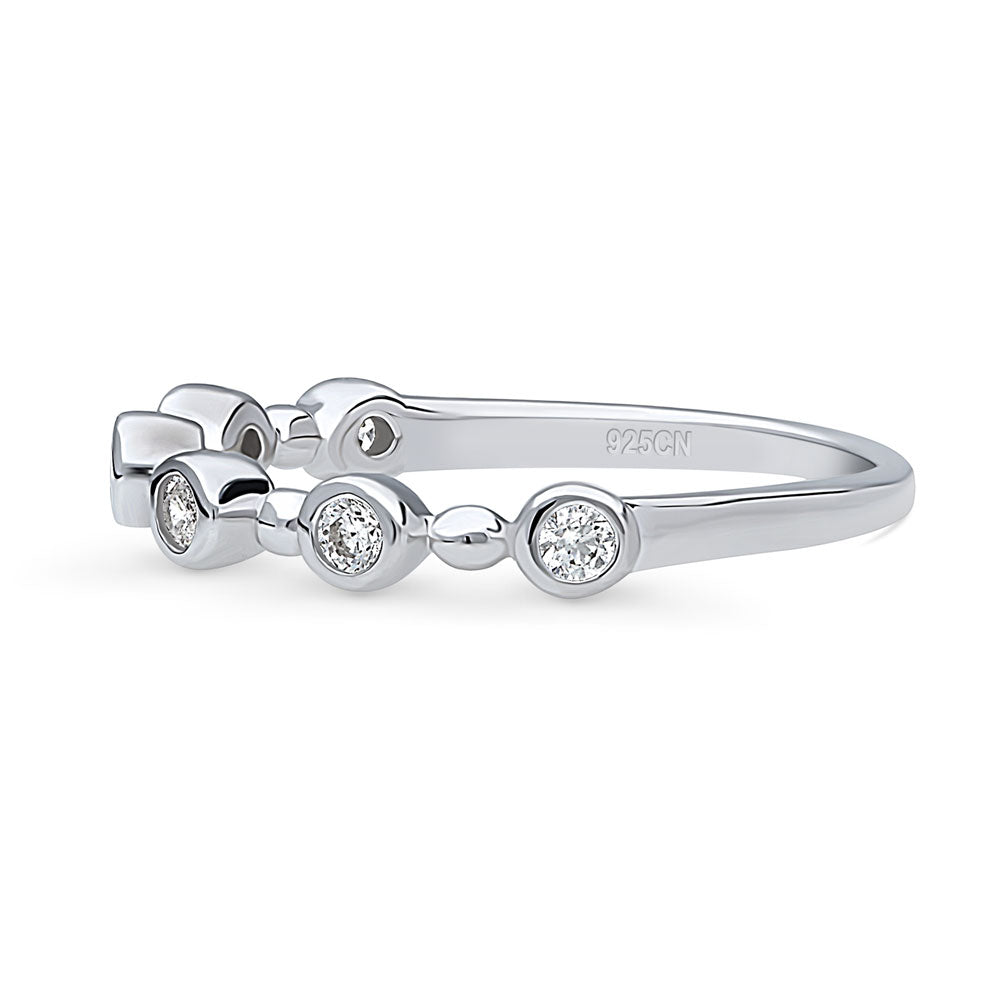 Angle view of Bubble Bead Bezel CZ Eternity Ring in Sterling Silver, 5 of 9