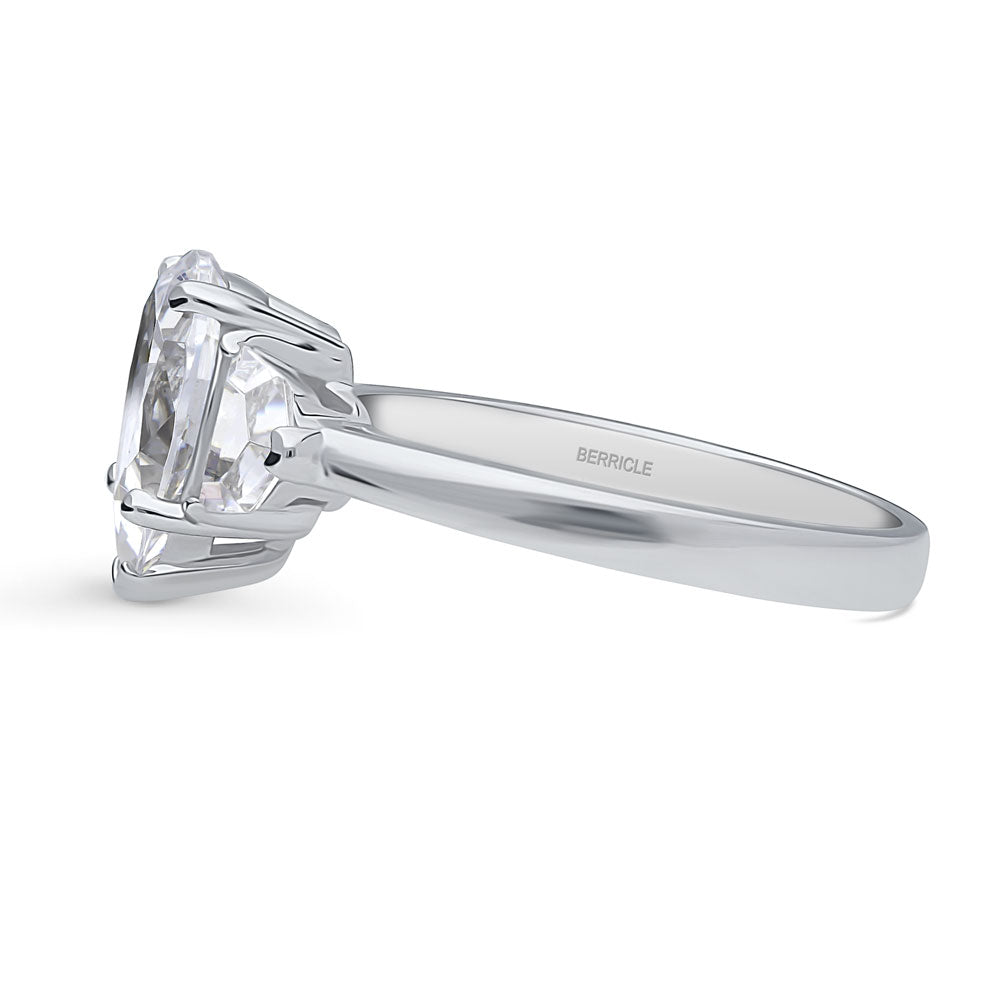 Angle view of 3-Stone Pear CZ Ring in Sterling Silver, 4 of 9