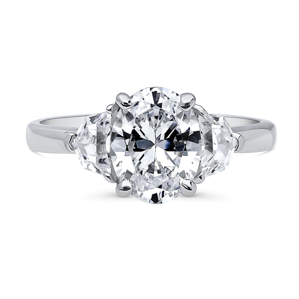 3-Stone Oval CZ Ring in Sterling Silver, 1 of 10