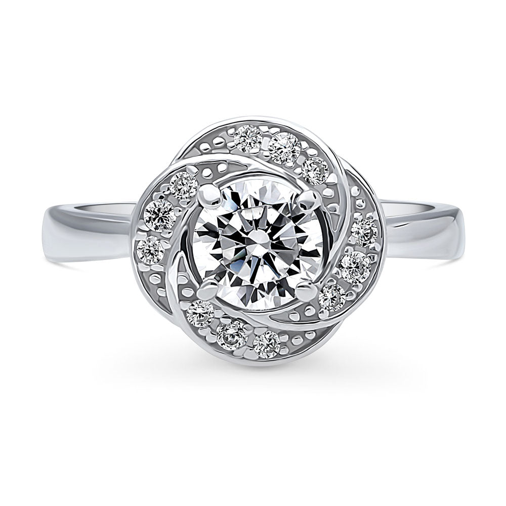 Flower Woven Halo CZ Ring in Sterling Silver, 1 of 11