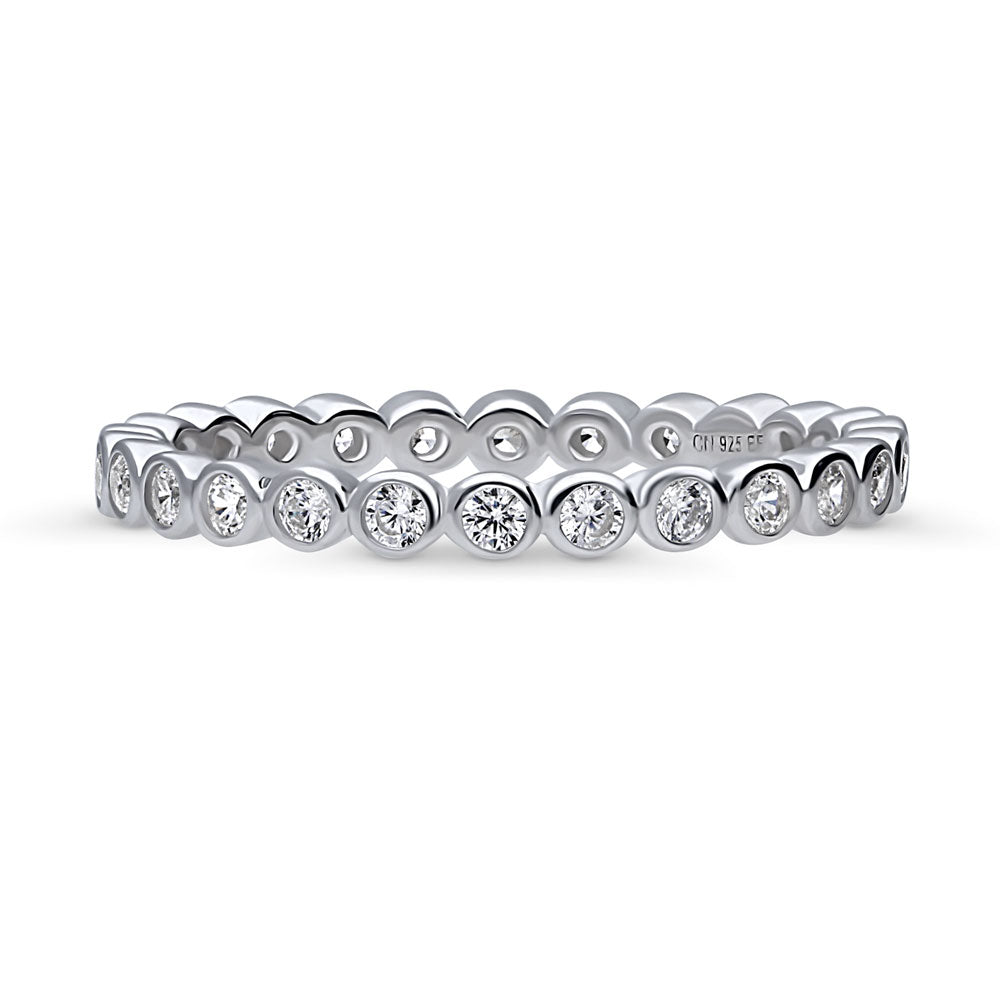 Bubble Bezel Set CZ Eternity Ring in Sterling Silver, 1 of 9