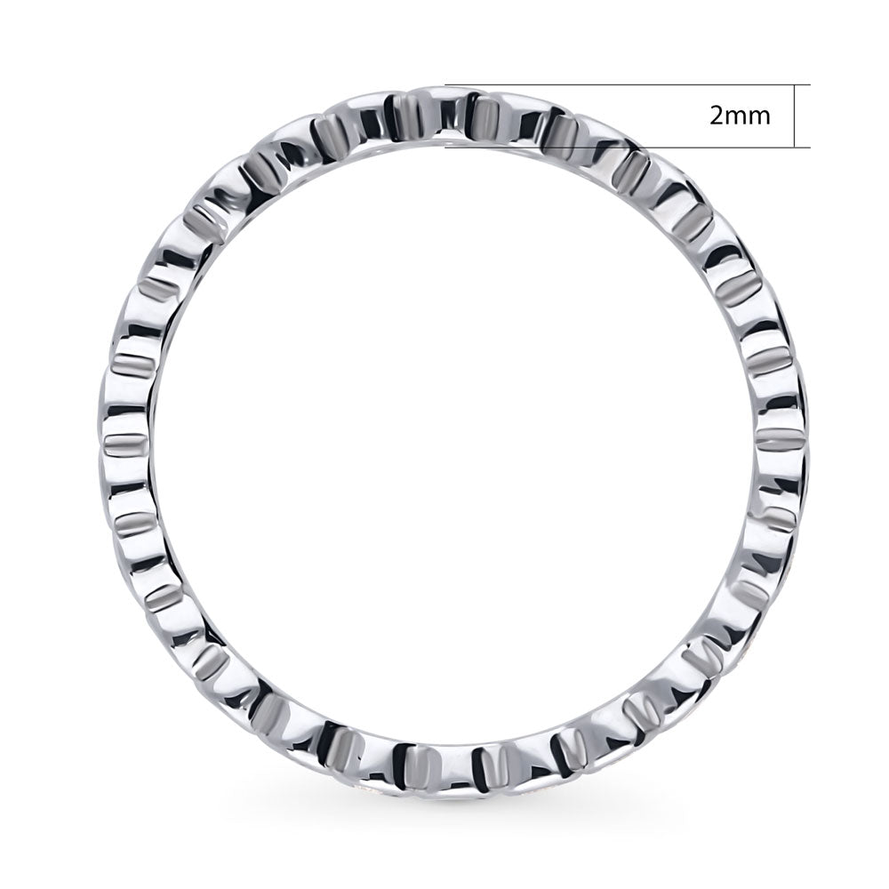 Angle view of Bubble Bezel Set CZ Eternity Ring in Sterling Silver, 4 of 8